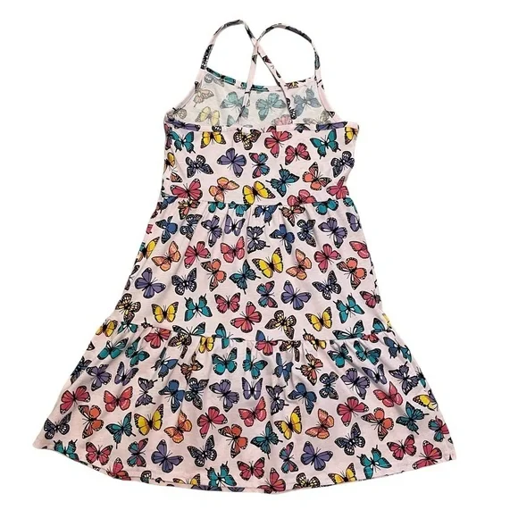 The Children’s Place Light Pink Multi Color Butterflies Tiered Dress Size M - Picture 2 of 8